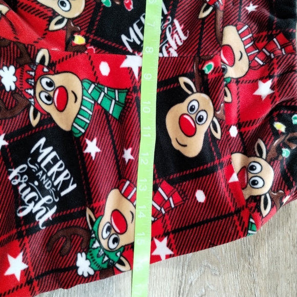 •No Boundaries Junior's M Size 7-8 Christmas Red Plaid Reindeer Fleece Leggings - Picture 14 of 16